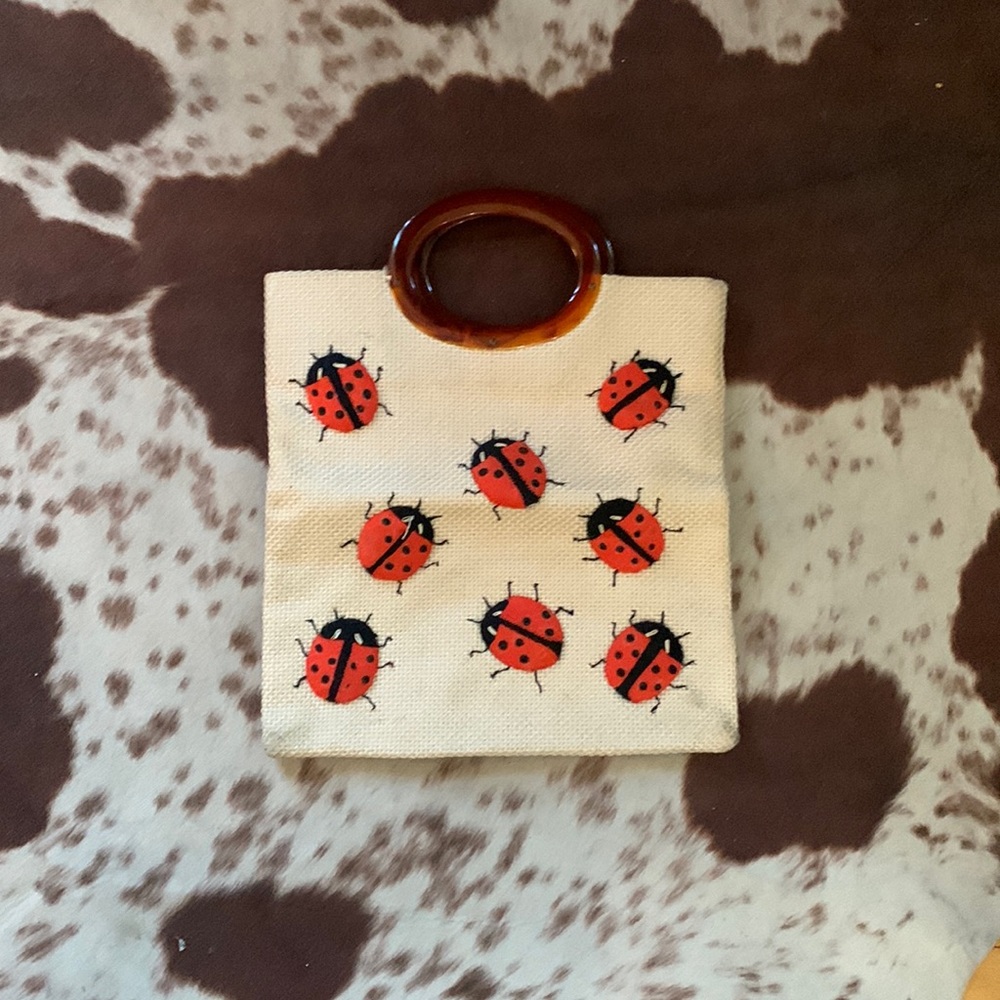vintage ladybug woven handbag